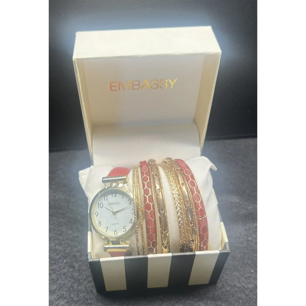 Embassy Watch And Bangle Bracelets Set‎ Jewelry Fashion Untested
